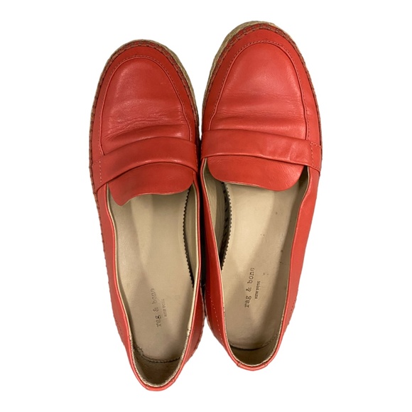 Rag & Bone Sofia Red Leather Loafer Espadrille Flats Size 8.5 - Picture 2 of 6